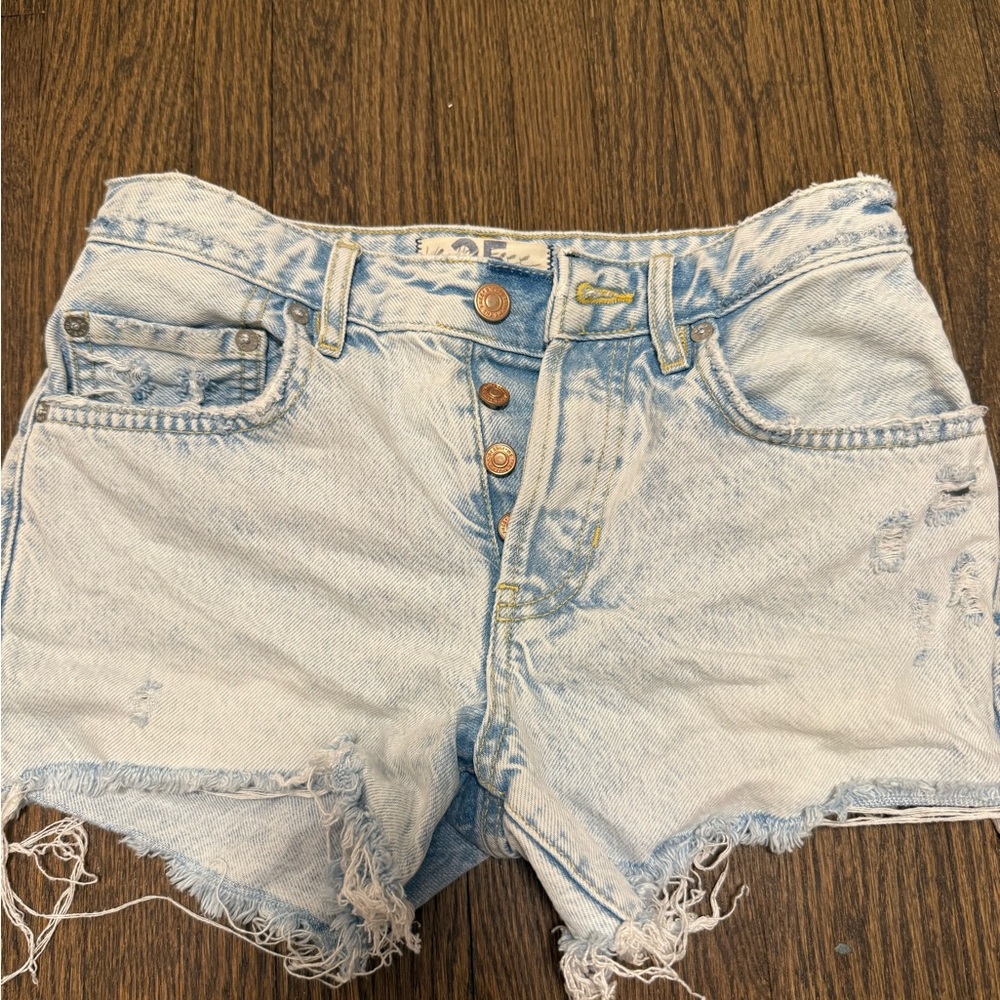 Altar'd State Blue Jean Shorts Distressed Frayed Hem